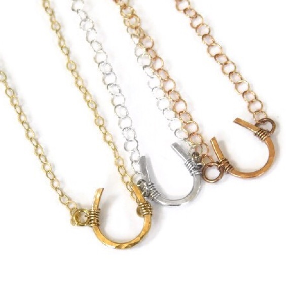 Textured/Hammered Good Luck Horseshoe Necklace - Picture 3 of 9